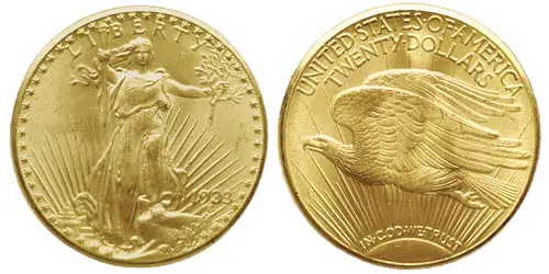 pièce d'or 1 once 20 dollars américains