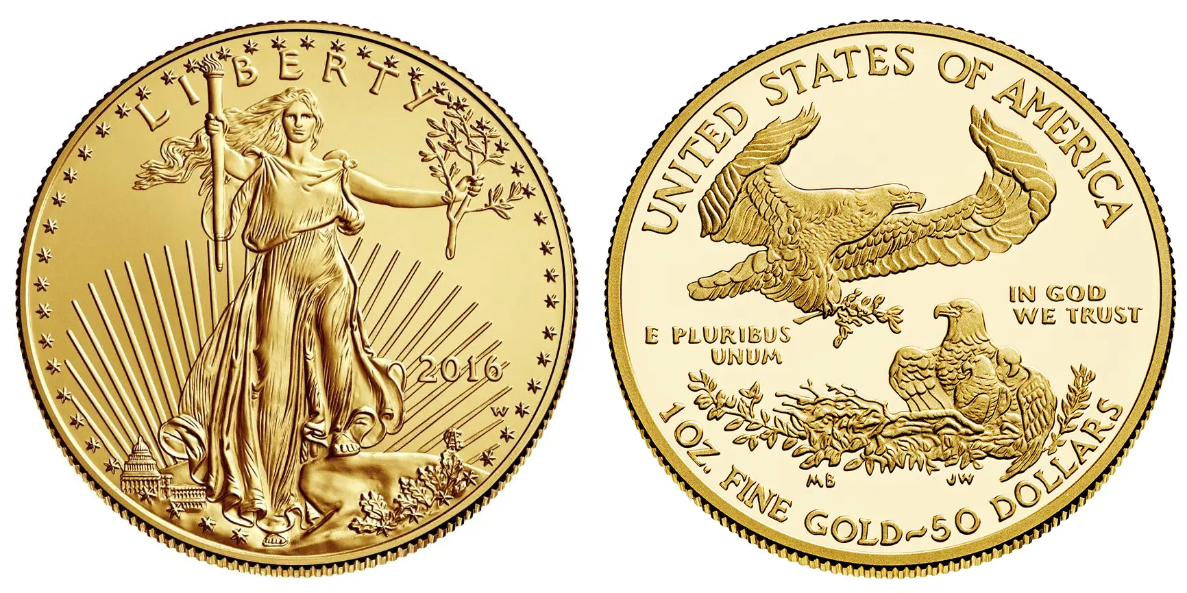 pièce d'or 1 once 50 dollars américains